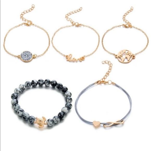 New 5pcs Infinity& Earth Bracelet - Picture 2 of 3